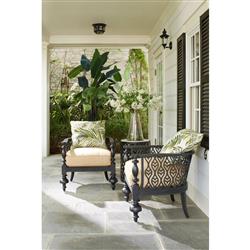 Hermine French Country Black Patterned Aluminum Outdoor Accent Side Table|