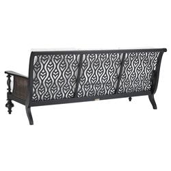 Hermine French Country Black Aluminum White Upholstered Outdoor Sofa - 85"W|