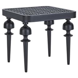 Hermine French Country Black Patterned Aluminum Outdoor Square End Table|