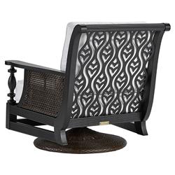 Hermine French Country Black Aluminum White Upholstered Outdoor Swivel Chair|