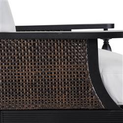 Hermine French Country Black Aluminum White Upholstered Outdoor Swivel Chair|