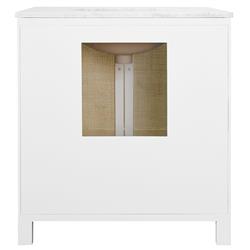 Worlds Away Boyd Coastal White Marble Cane White Wood Vanity Sink - 31"|