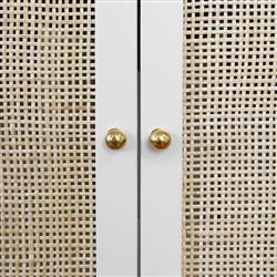 Worlds Away Boyd Coastal White Marble Cane White Wood Vanity Sink - 31"|