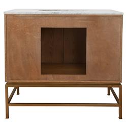 Worlds Away Clifford Modern Classic White Marble Burl Wood Vanity Sink - 37"|