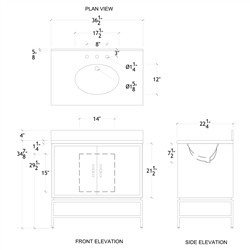 Worlds Away Clifford Modern Classic White Marble Burl Wood Vanity Sink - 37"|