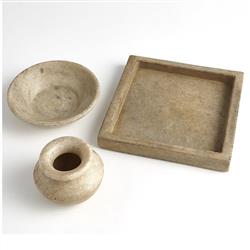 Allegra French Country Antique White Marble Round Decorative Bowl|