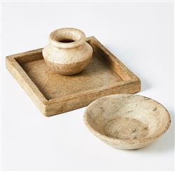 Allegra French Country Antique White Marble Round Decorative Bowl|