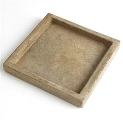 Allegra French Country Antique White Marble Square Decorative Tray|