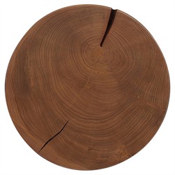 Janey Global Bazaar Natural Teak Wood Drum Outdoor Side End Table|