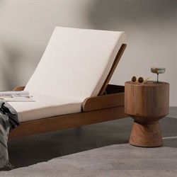 Janey Global Bazaar Natural Teak Wood Drum Outdoor Side End Table|