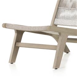 Liana Coastal Beach Grey Teak Wood Woven Rope Cushion Outdoor Lounge Chair|