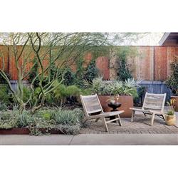 Liana Coastal Beach Grey Teak Wood Woven Rope Cushion Outdoor Lounge Chair|