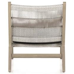 Liana Coastal Beach Grey Teak Wood Woven Rope Cushion Outdoor Lounge Chair|