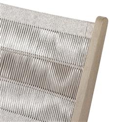 Liana Coastal Beach Grey Teak Wood Woven Rope Cushion Outdoor Lounge Chair|