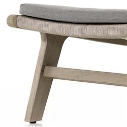 Liana Coastal Beach Grey Teak Wood Woven Rope Cushion Outdoor Lounge Chair|