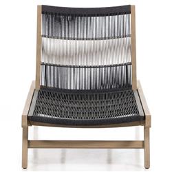 Liana Coastal Beach Natural Teak Wood Dark Grey Woven Rope Outdoor Chaise Lounge|