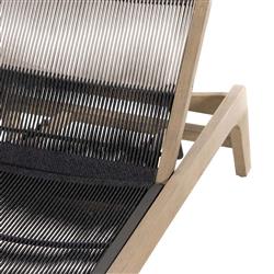 Liana Coastal Beach Natural Teak Wood Dark Grey Woven Rope Outdoor Chaise Lounge|