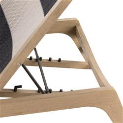 Liana Coastal Beach Natural Teak Wood Dark Grey Woven Rope Outdoor Chaise Lounge|