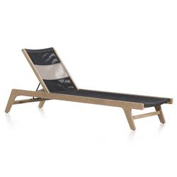 Liana Coastal Beach Natural Teak Wood Dark Grey Woven Rope Outdoor Chaise Lounge|