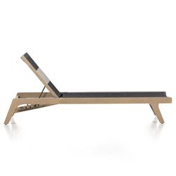 Liana Coastal Beach Natural Teak Wood Dark Grey Woven Rope Outdoor Chaise Lounge|