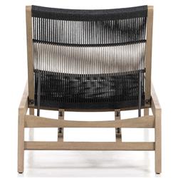 Liana Coastal Beach Natural Teak Wood Dark Grey Woven Rope Outdoor Chaise Lounge|