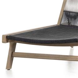 Liana Coastal Beach Natural Teak Wood Dark Grey Woven Rope Outdoor Chaise Lounge|