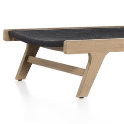 Liana Coastal Beach Natural Teak Wood Dark Grey Woven Rope Outdoor Chaise Lounge|