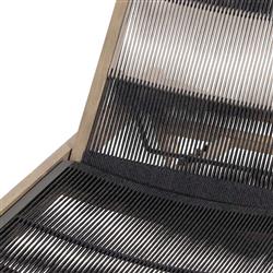 Liana Coastal Beach Natural Teak Wood Dark Grey Woven Rope Outdoor Chaise Lounge|