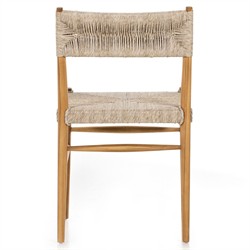 Mable Global Bazaar Beige Wicker Seat Natural Teak Outdoor Dining Chair|