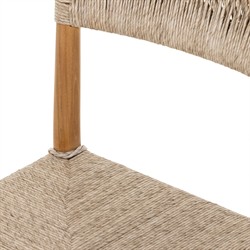 Mable Global Bazaar Beige Wicker Seat Natural Teak Outdoor Dining Chair|