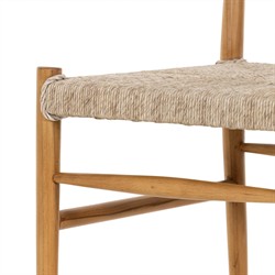 Mable Global Bazaar Beige Wicker Seat Natural Teak Outdoor Dining Chair|