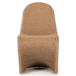 Ivanna Coastal Beach Brown Woven Wicker Outdoor Dining Chair|