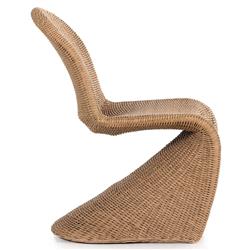 Ivanna Coastal Beach Brown Woven Wicker Outdoor Dining Chair|