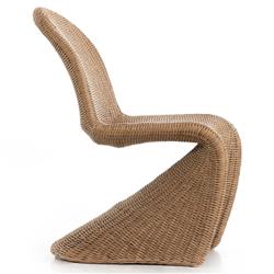 Ivanna Coastal Beach Brown Woven Wicker Outdoor Dining Chair|