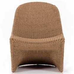 Ivanna Coastal Beach Brown Woven Wicker Outdoor Lounge Chair|