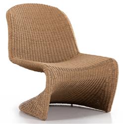 Ivanna Coastal Beach Brown Woven Wicker Outdoor Lounge Chair|