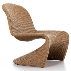 Ivanna Coastal Beach Brown Woven Wicker Outdoor Lounge Chair|
