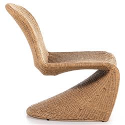 Ivanna Coastal Beach Brown Woven Wicker Outdoor Lounge Chair|