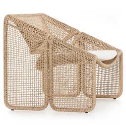 Lani Coastal Beach White Cushion Brown Woven Wicker Outdoor Lounge Chair|