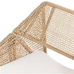 Lani Coastal Beach White Cushion Brown Woven Wicker Outdoor Lounge Chair|