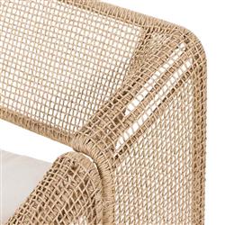 Lani Coastal Beach White Cushion Brown Woven Wicker Outdoor Lounge Chair|