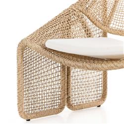 Lani Coastal Beach White Cushion Brown Woven Wicker Outdoor Lounge Chair|