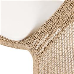 Lani Coastal Beach White Cushion Brown Woven Wicker Outdoor Lounge Chair|
