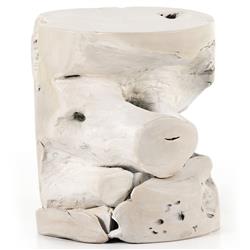 Kaili Global Bazaar White Teak Wood Outdoor Side End Table|