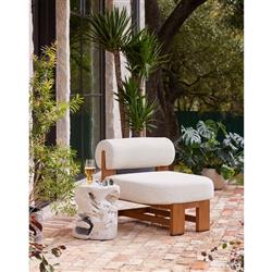 Kaili Global Bazaar White Teak Wood Outdoor Side End Table|