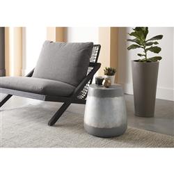 Costera Industrial Grey Concrete Round Drum Outdoor Side Table|