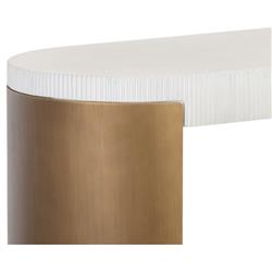 Chapman Mid Century White Concrete Brass Steel Base Outdoor Console Table|