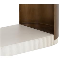 Chapman Mid Century White Concrete Brass Steel Base Outdoor Console Table|