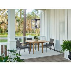 Dahliah Coastal Natural Teak Round Classic Outdoor Dining Table - Small - 54"W|