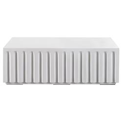 Jenieva French Country White Concrete Rectangular Block Outdoor Coffee Table|